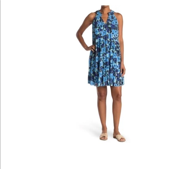 DONNA MORGAN Floral Sleeveless Shift Dress Size 6, SOFT WHITE/ FRENCH BLUE NWT - Picture 1 of 4